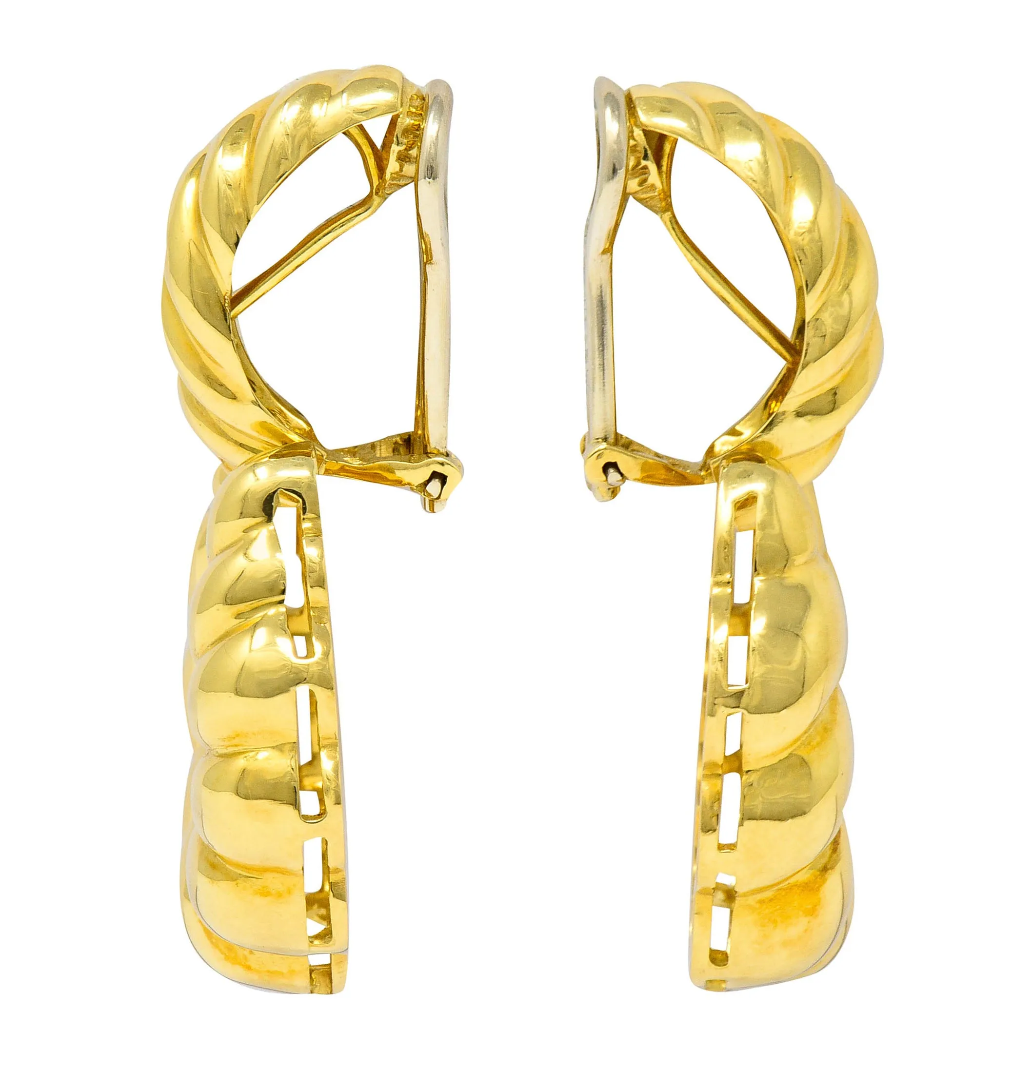 18K Gold Ribbed Doorknocker Ear-Clip Earrings by Tiffany & Co.