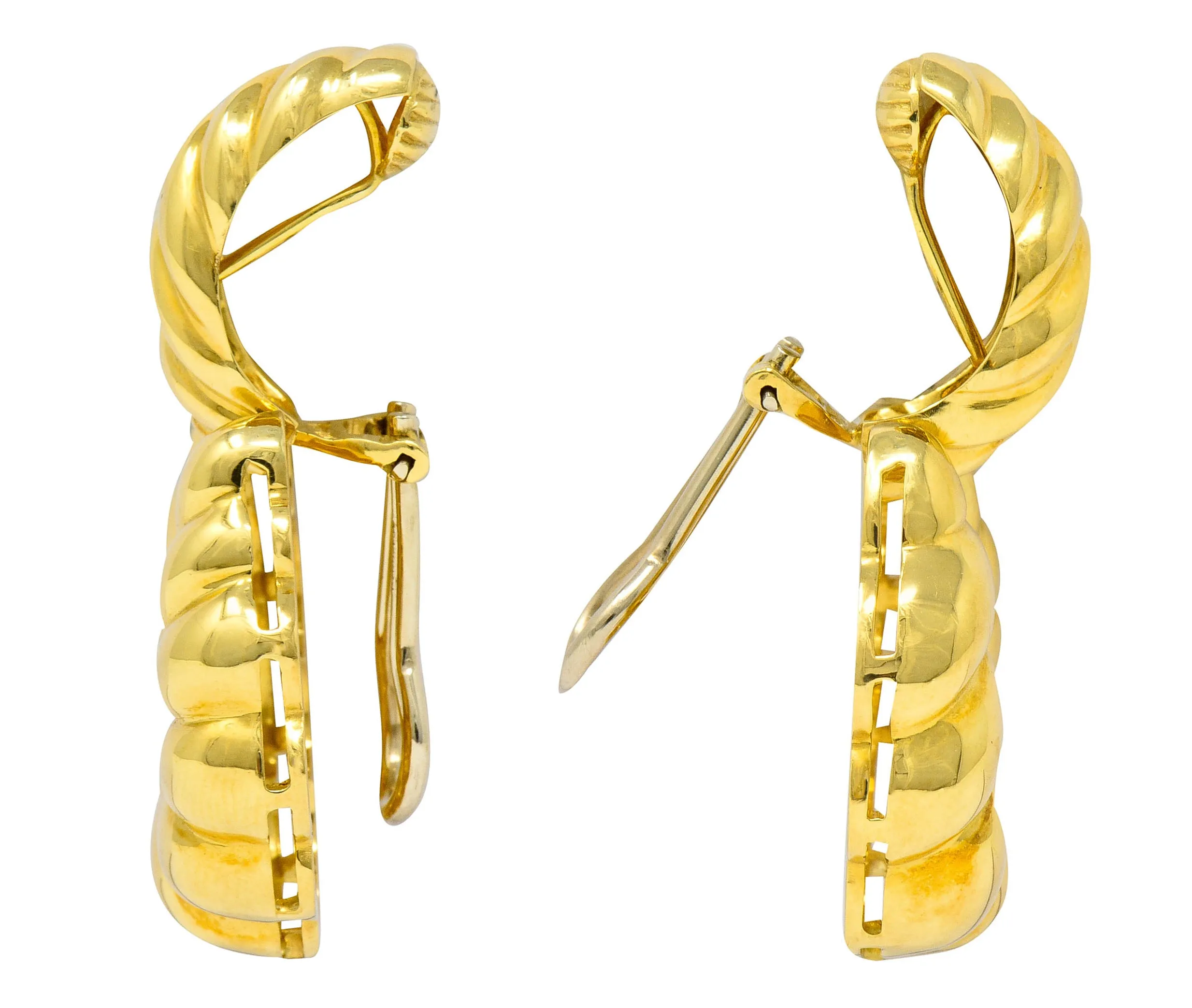 18K Gold Ribbed Doorknocker Ear-Clip Earrings by Tiffany & Co.