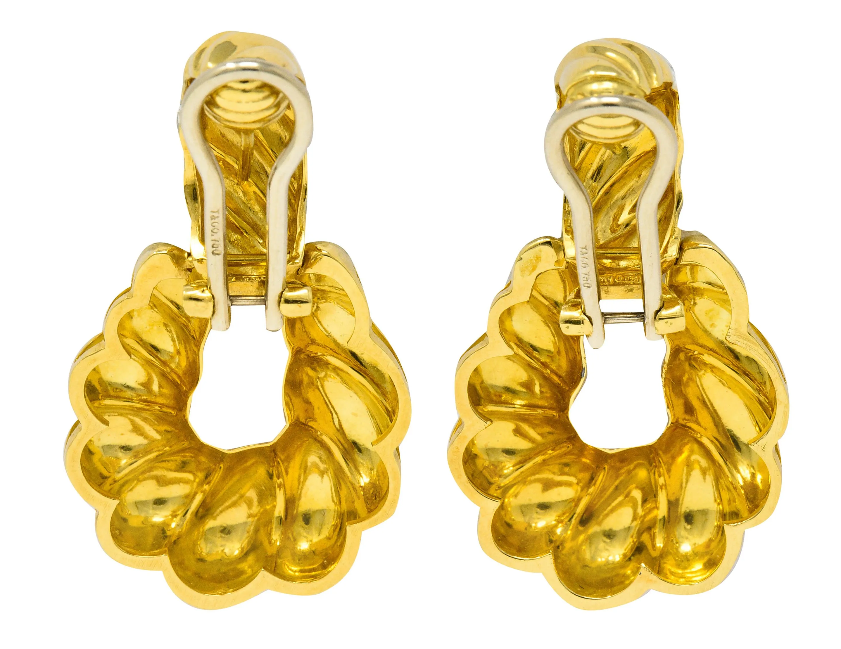 18K Gold Ribbed Doorknocker Ear-Clip Earrings by Tiffany & Co.