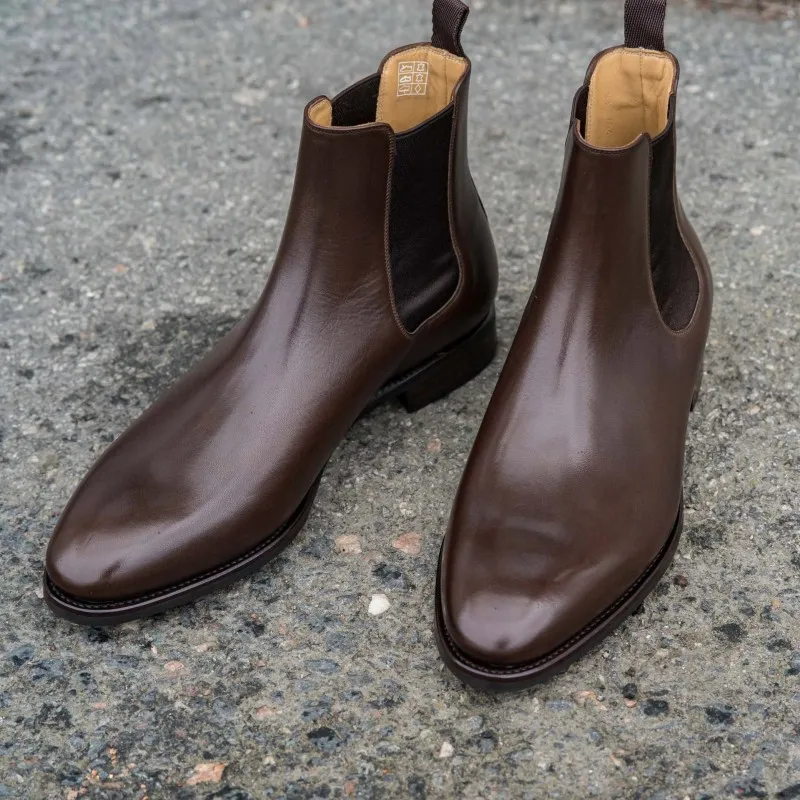 TLB Artista Chelsea Boot Dark Brown Semi Hatch Grain