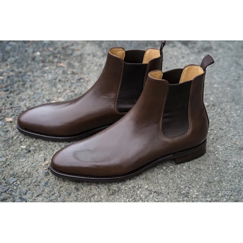 TLB Artista Chelsea Boot Dark Brown Semi Hatch Grain