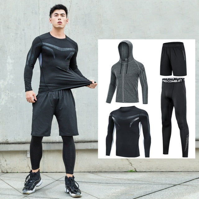 Tracksuit Compression Fitness Workout Sportswear Set (5pcs)