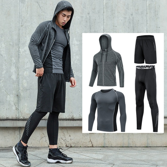 Tracksuit Compression Fitness Workout Sportswear Set (5pcs)