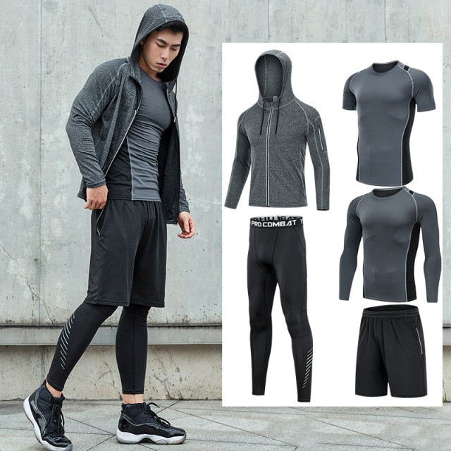 Tracksuit Compression Fitness Workout Sportswear Set (5pcs)