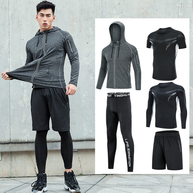 Tracksuit Compression Fitness Workout Sportswear Set (5pcs)