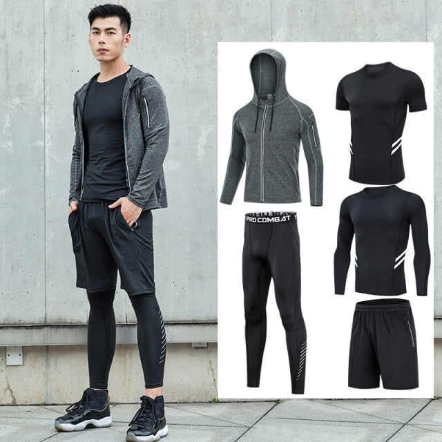 Tracksuit Compression Fitness Workout Sportswear Set (5pcs)