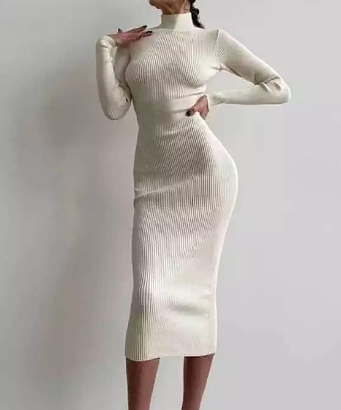 Turtleneck Bodycon Midi Dress