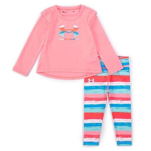 Under Armour Baby Pink Stripe Logo Set