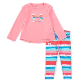 Under Armour Baby Pink Stripe Logo Set