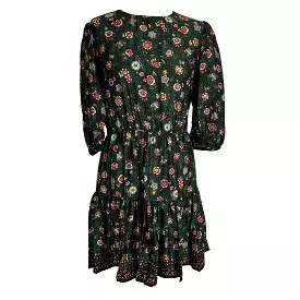 Vanessa Bruno green floral satin mini dress, size M.