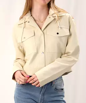 Vegan Cream Leather Jacket