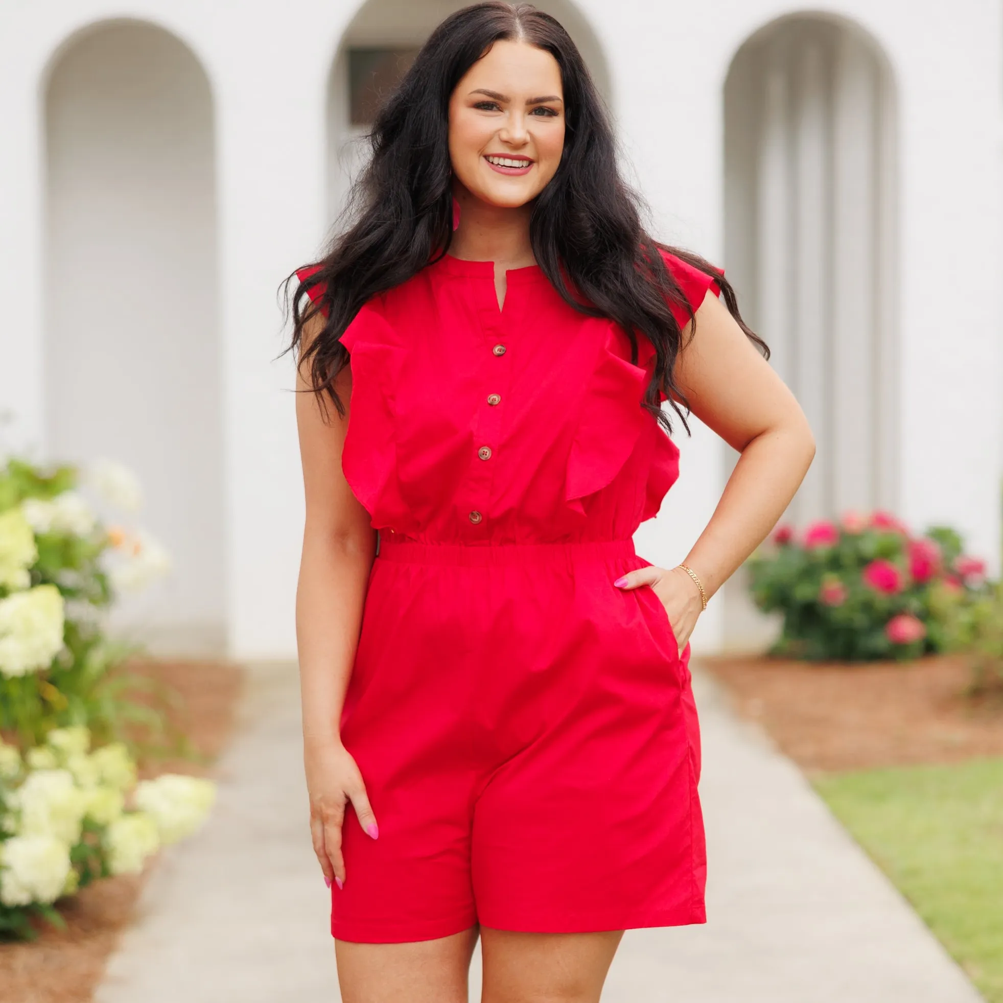 What's Happening Today Red Romper