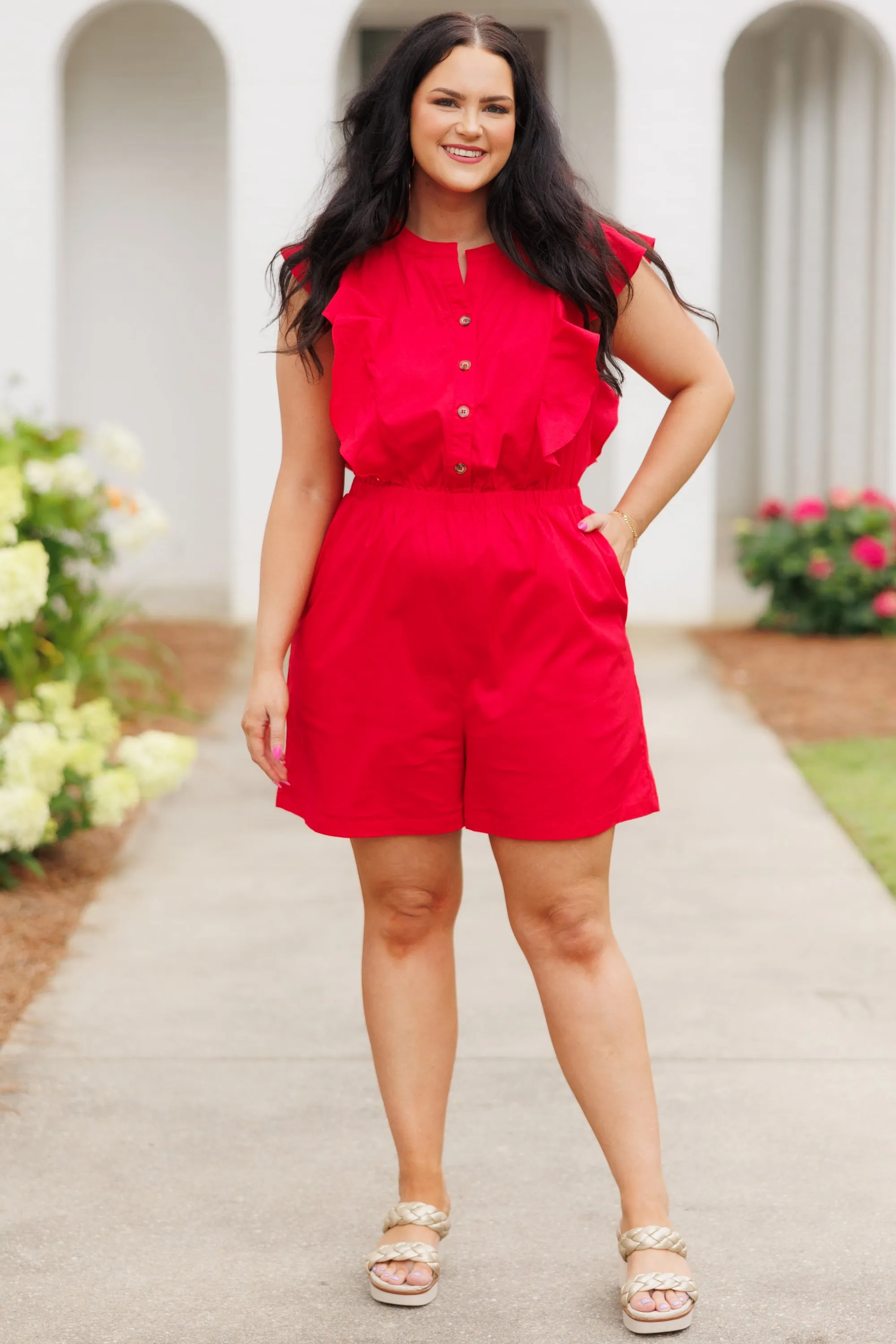 What's Happening Today Red Romper