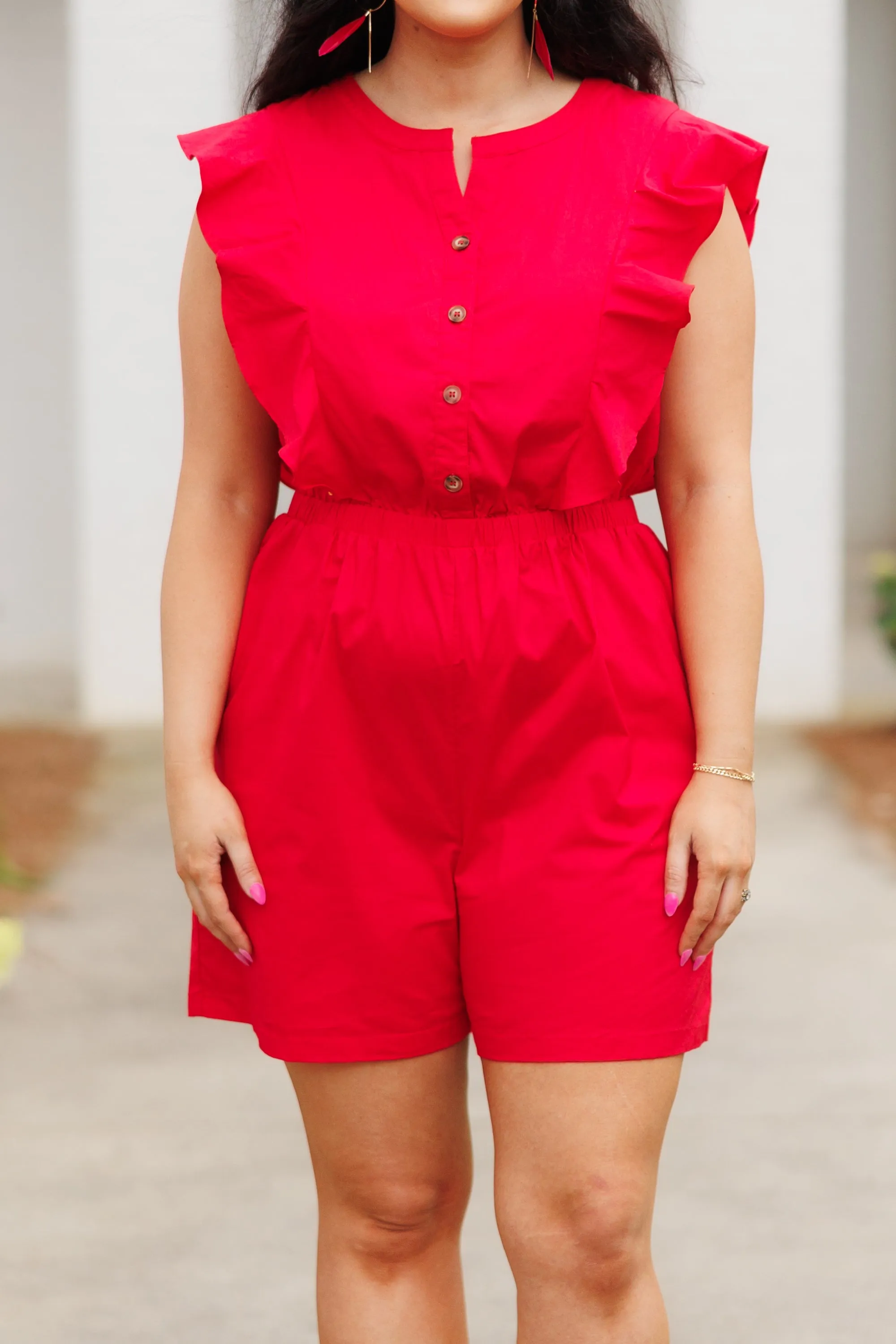 What's Happening Today Red Romper