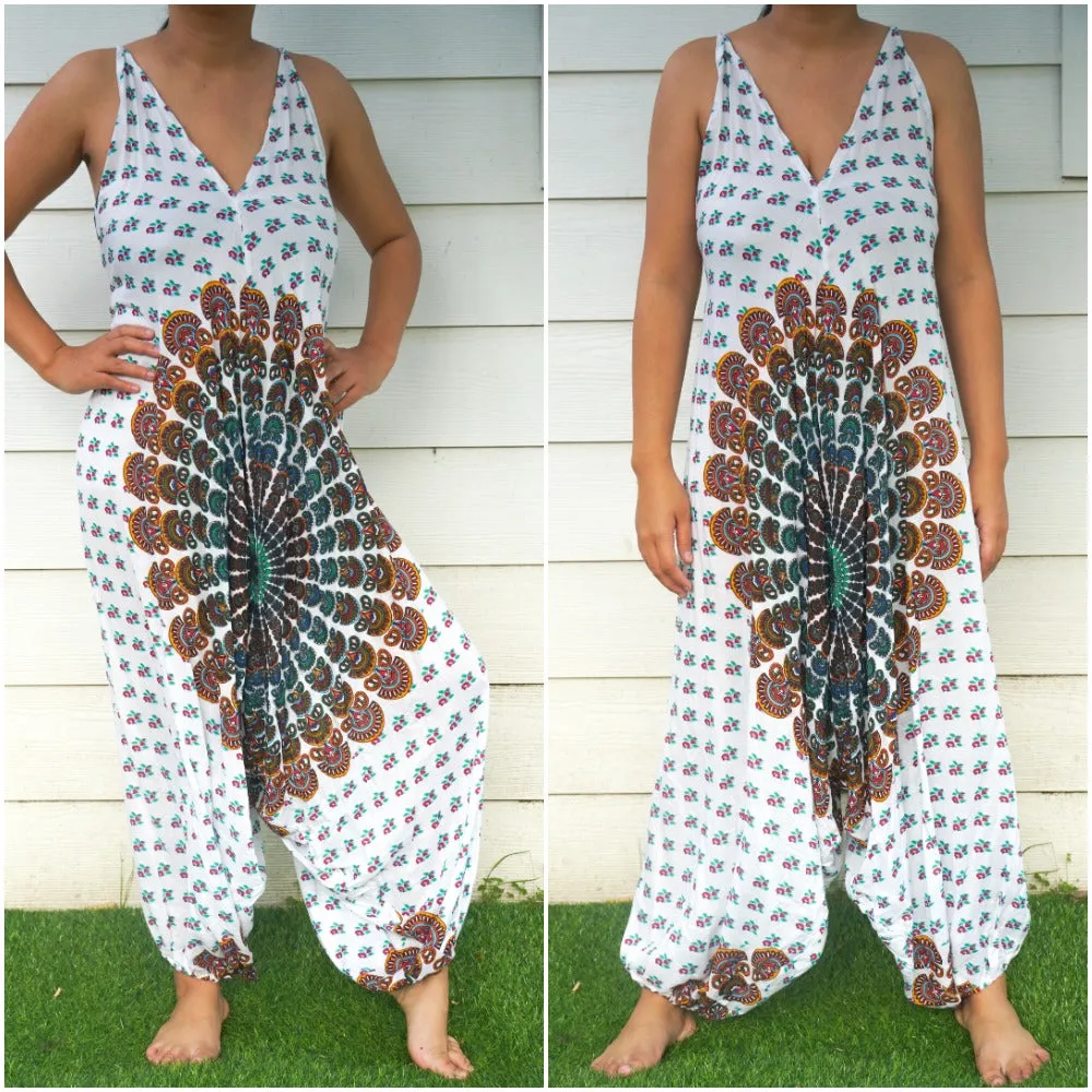 Boho Jumpsuits, Rompers, Festival Outfits in White Chakra Style