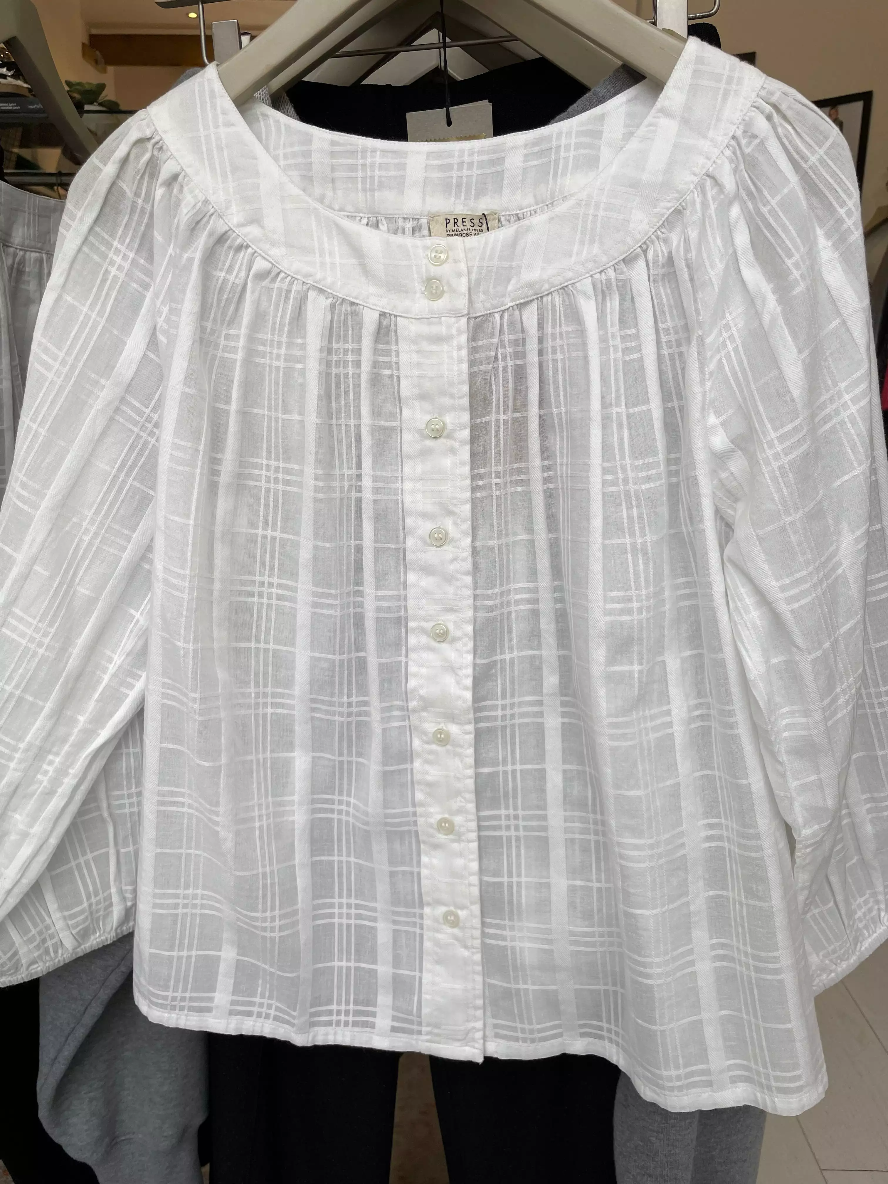 White cotton-jacquard shirt