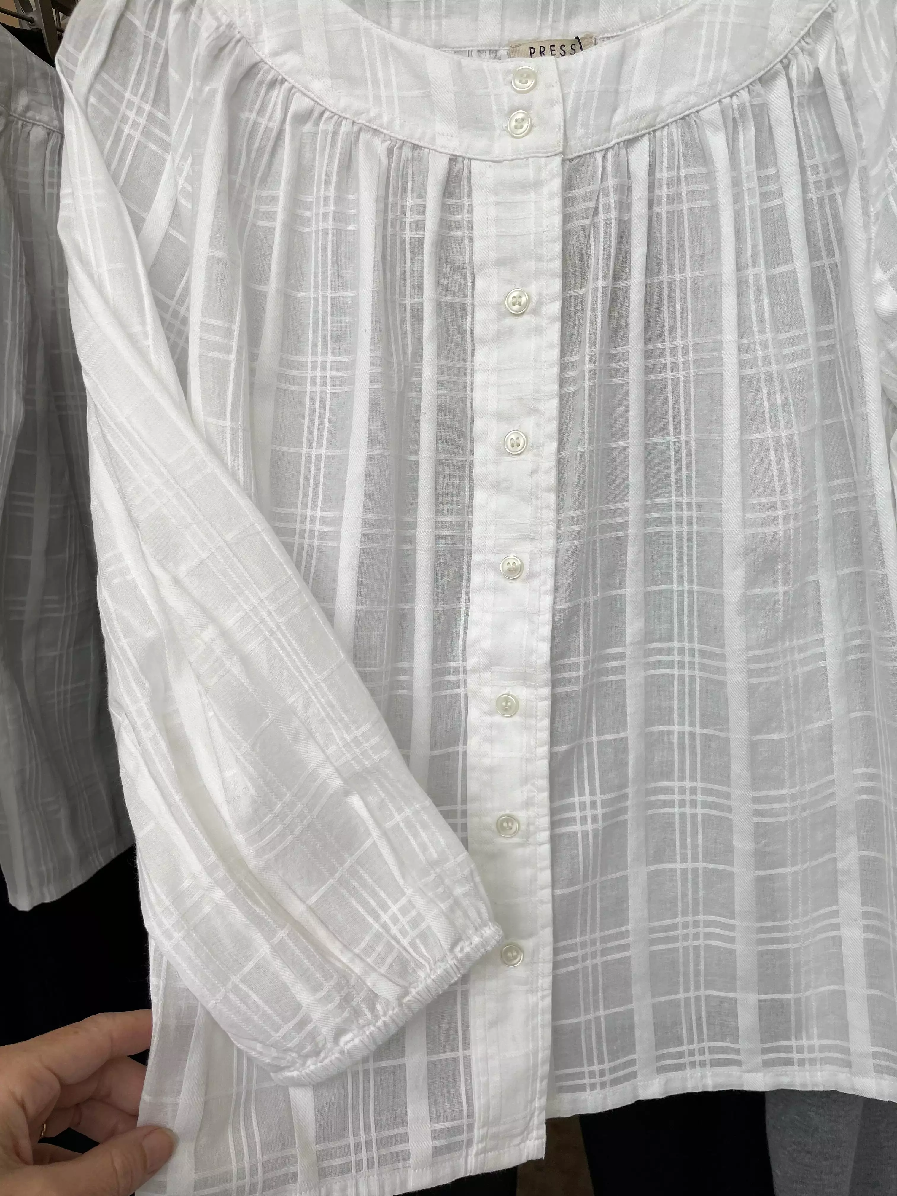 White cotton-jacquard shirt