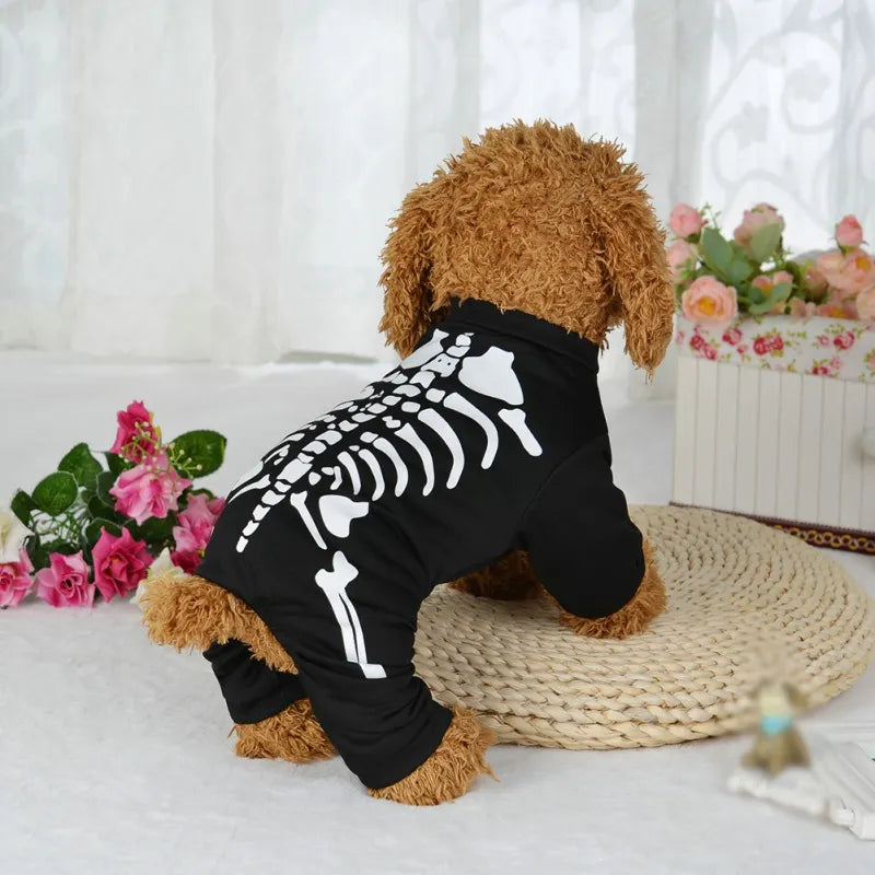 Winter Dog Clothes Skeleton Costumes Halloween Pet Cosplay Coat Puppy Fleece Jacket Party Apparels