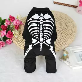 Winter Dog Clothes Skeleton Costumes Halloween Pet Cosplay Coat Puppy Fleece Jacket Party Apparels