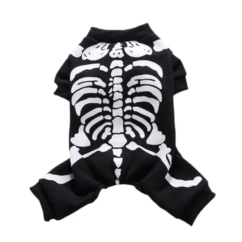 Winter Dog Clothes Skeleton Costumes Halloween Pet Cosplay Coat Puppy Fleece Jacket Party Apparels