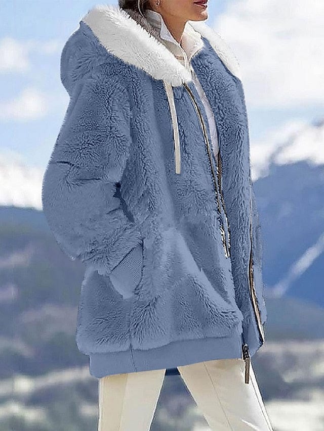 Winter Fleece Jacket for Women - Sherpa Lined, Stylish, and Windproof