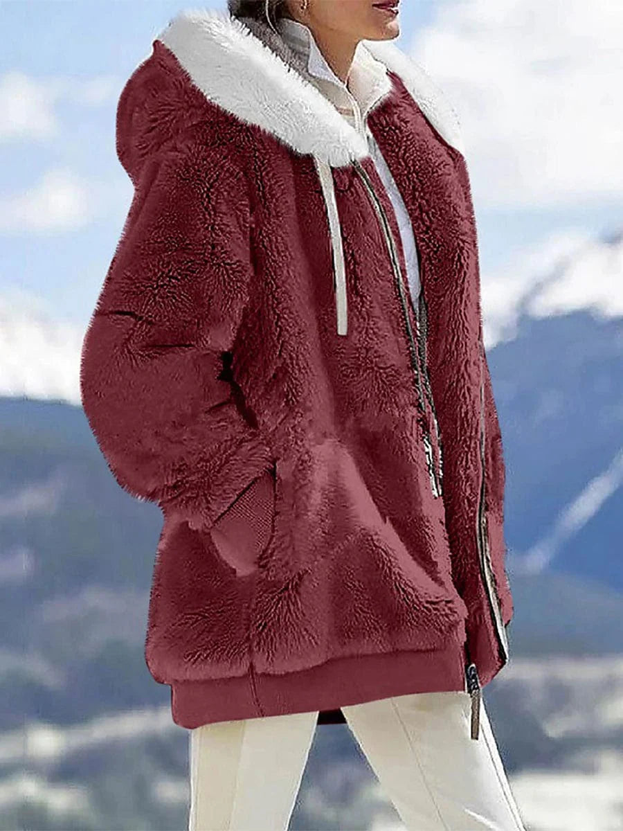 Winter Fleece Jacket for Women - Sherpa Lined, Stylish, and Windproof