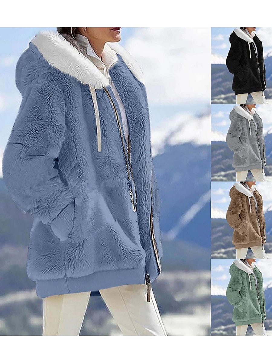 Winter Fleece Jacket for Women - Sherpa Lined, Stylish, and Windproof