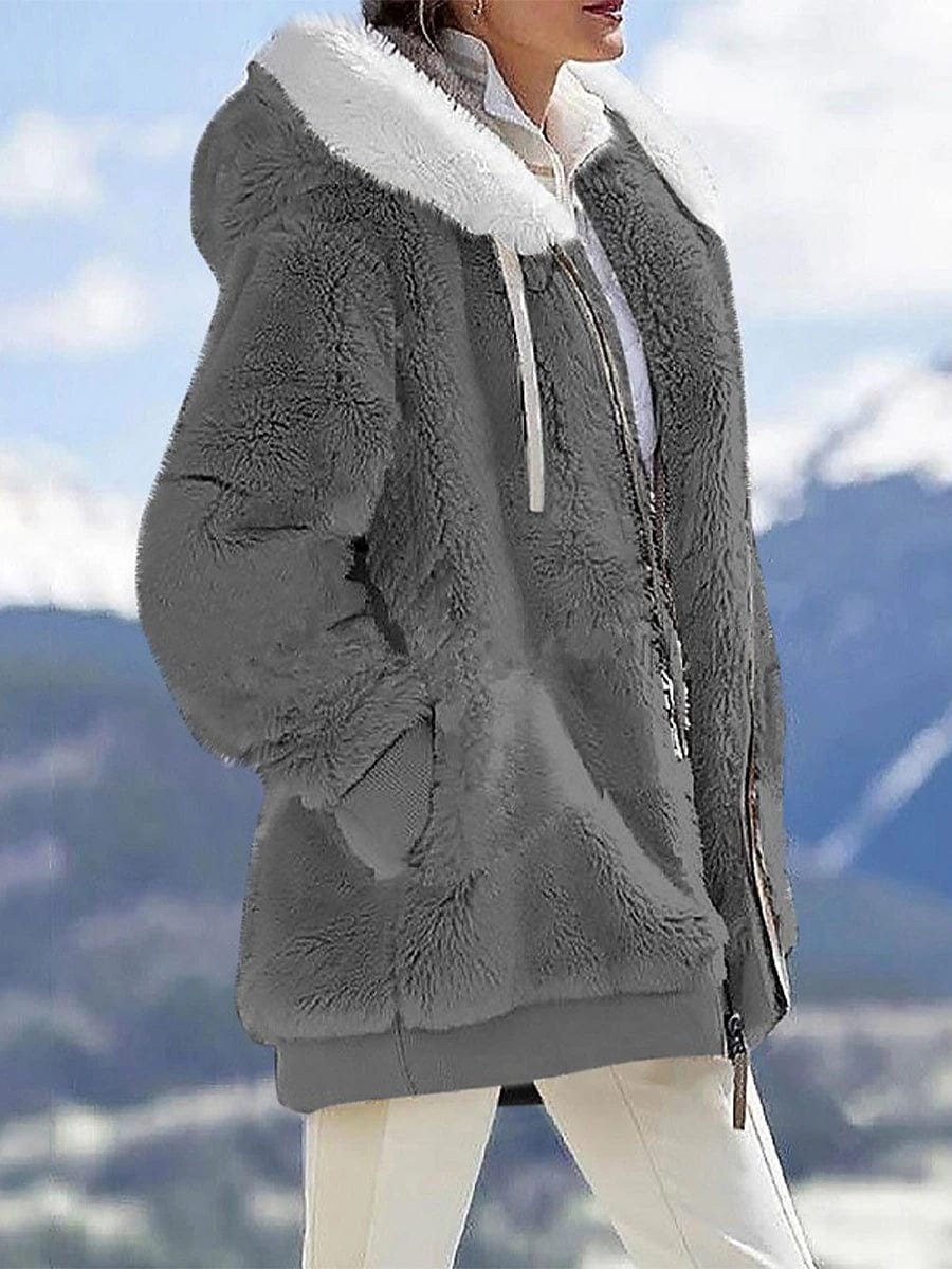 Winter Fleece Jacket for Women - Sherpa Lined, Stylish, and Windproof