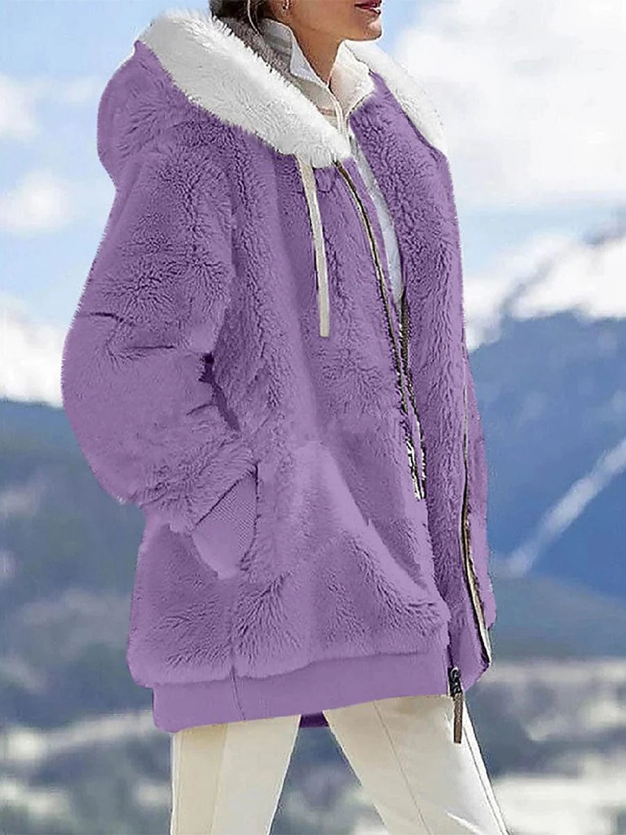 Winter Fleece Jacket for Women - Sherpa Lined, Stylish, and Windproof