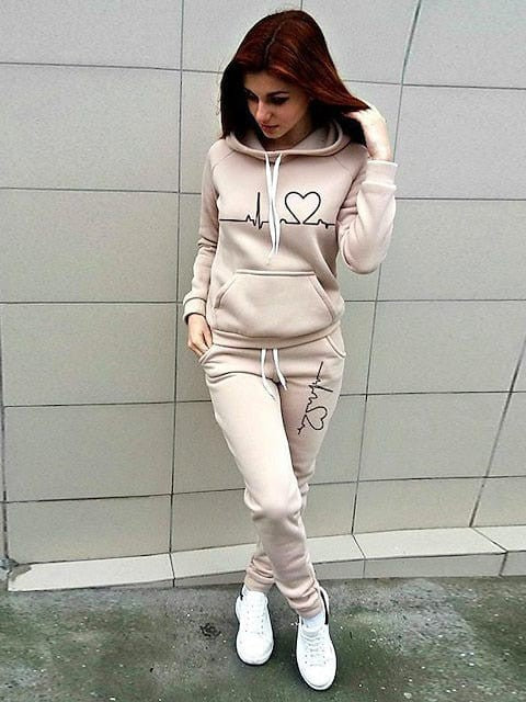 Winter Pink Khaki Fleece Activewear Set