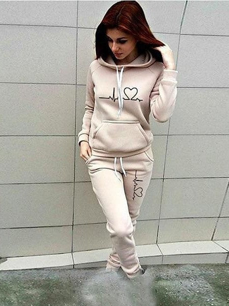 Winter Pink Khaki Fleece Activewear Set