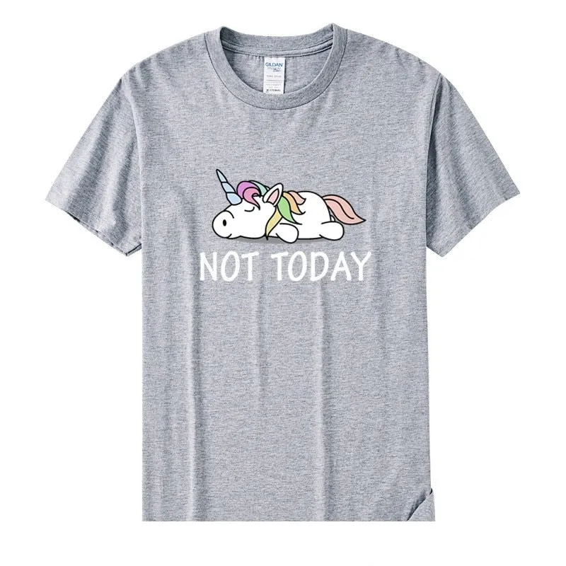 Women's Cotton Short Sleeve T-Shirt with Funny Not Today Unicorn Design