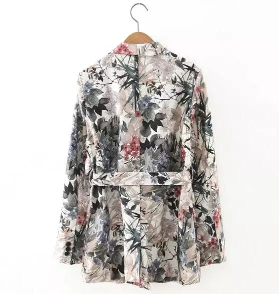 Women's Vintage Floral Blazer - Casual Style - Floral Print