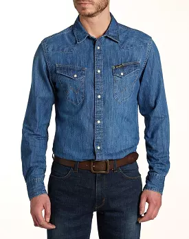 Wrangler City Western Shirt Indigo Slim Fit