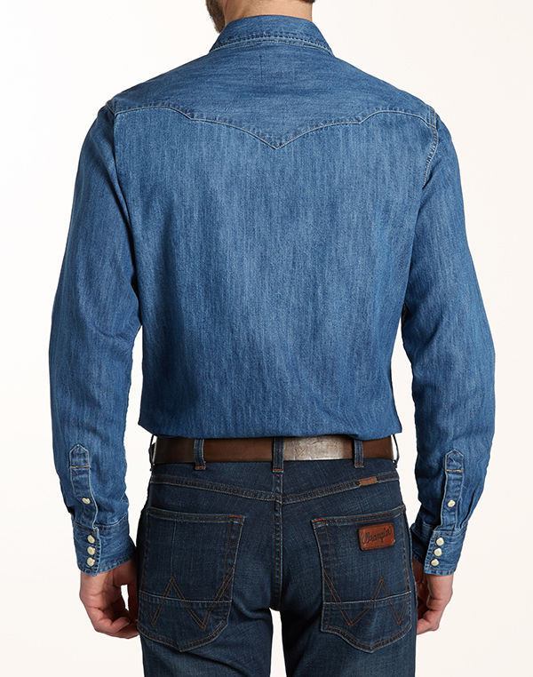 Wrangler City Western Shirt Indigo Slim Fit