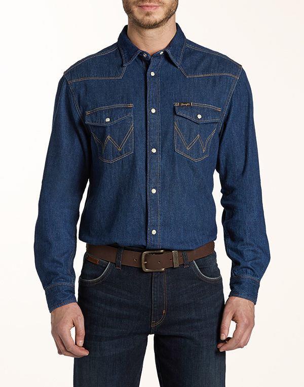 Wrangler Classic Western Shirt - Dark Indigo - Casual Fit