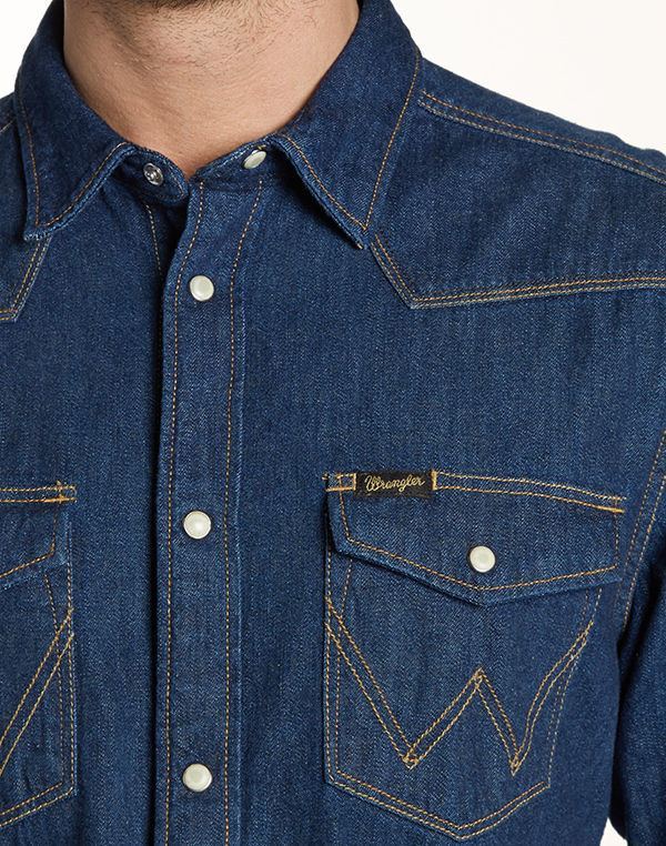 Wrangler Classic Western Shirt - Dark Indigo - Casual Fit