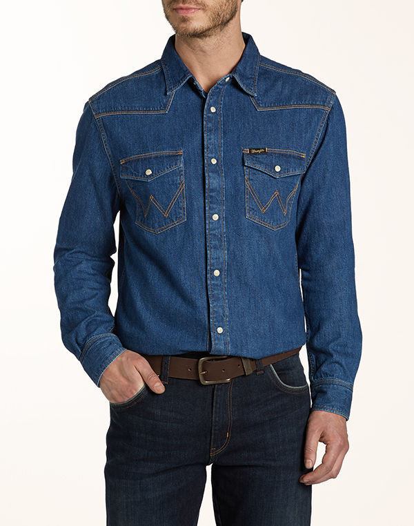 Wrangler Classic Western Shirt - Indigo - Casual Fit