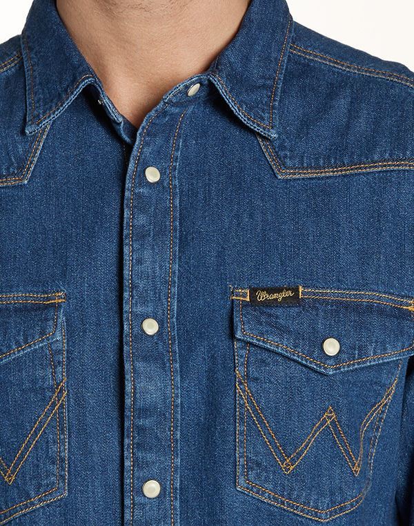 Wrangler Classic Western Shirt - Indigo - Casual Fit