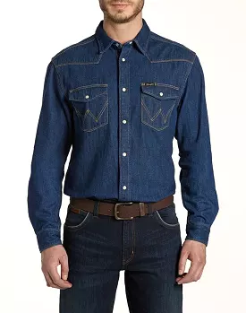 Wrangler Men's Classic Western Shirt in Dark Indigo - Casual Fit