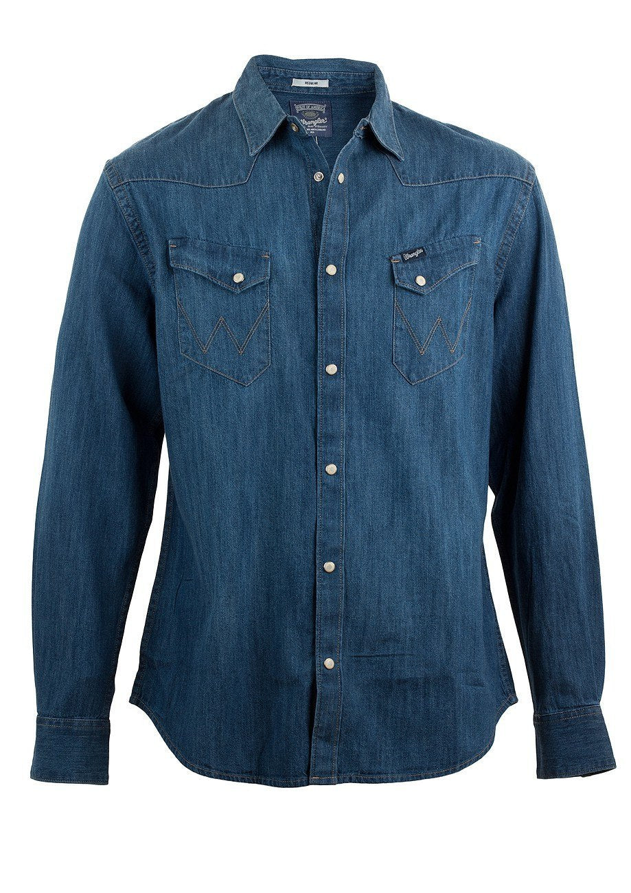 Wrangler Western Shirt Indigo Regular Fit