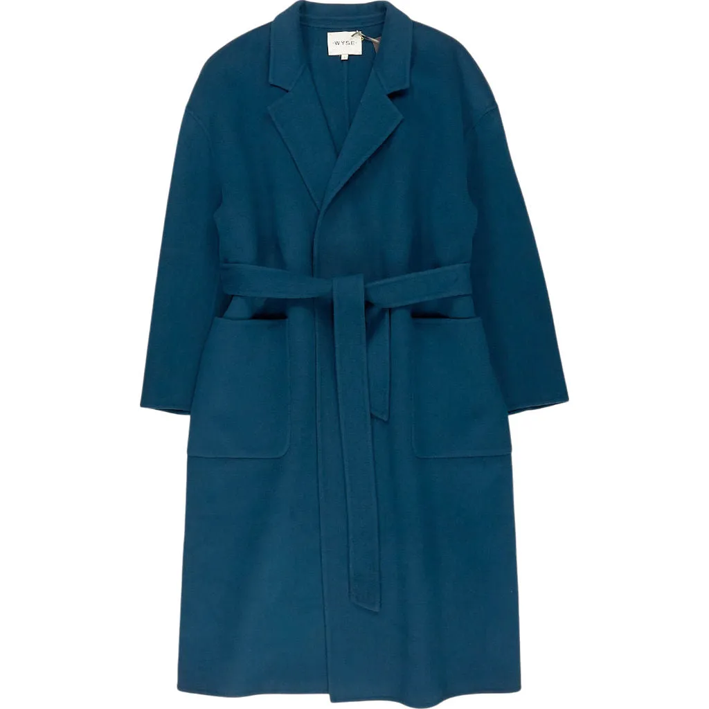 Wyse Teal Belted Coat Diane Double-Faced