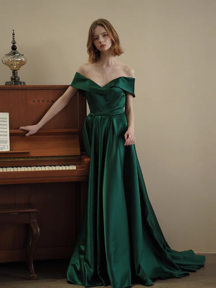 Yasbelle Green Off Shoulder Gown