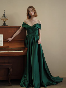 Yasbelle Green Off Shoulder Gown