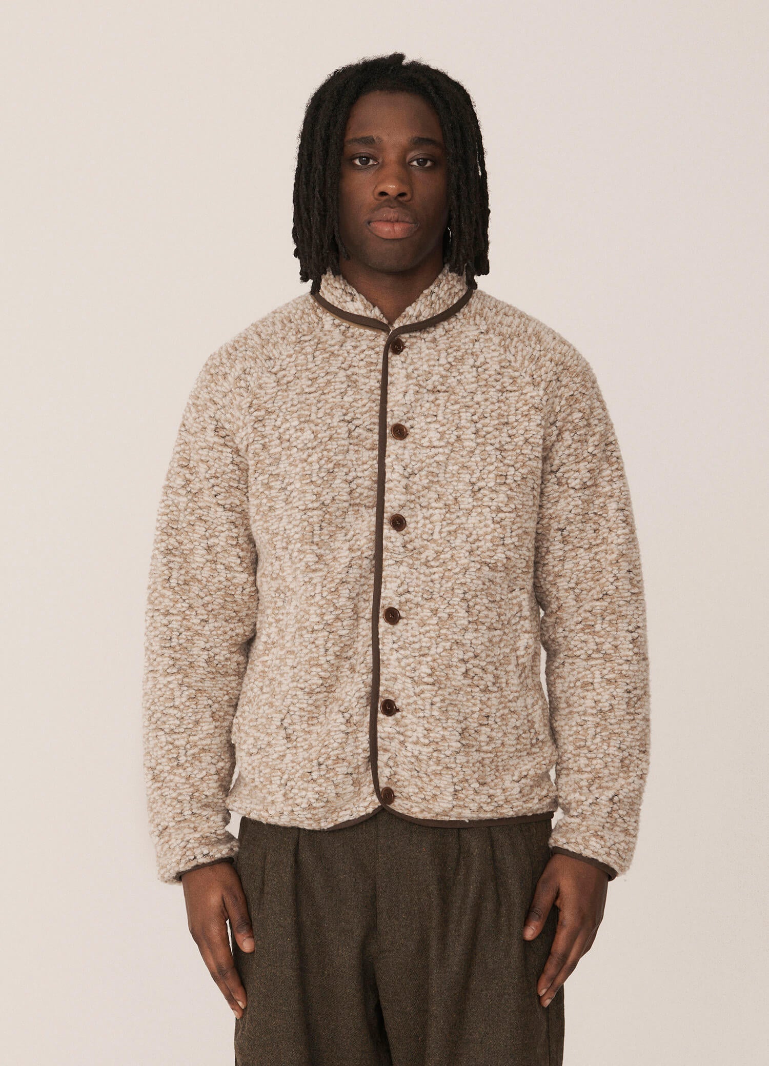 YMC Beige Marl Beach Wool Fleece Jacket