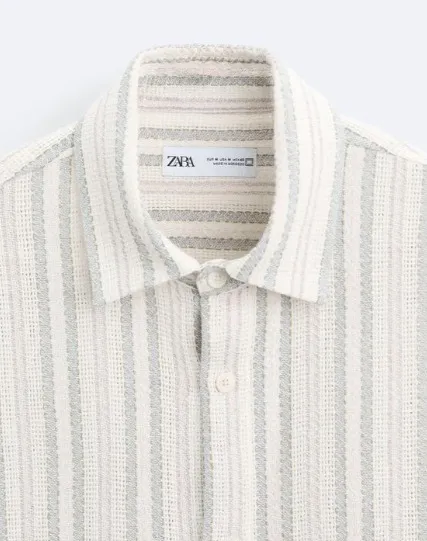 Zara Stripes Cotton Short Sleeves Shirts