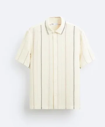 Zara Stripes Cotton Short Sleeves Shirts