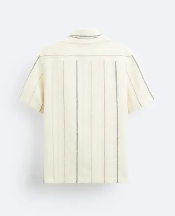 Zara Stripes Cotton Short Sleeves Shirts