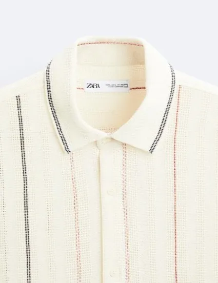 Zara Stripes Cotton Short Sleeves Shirts