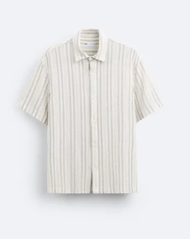 Zara Stripes Cotton Short Sleeves Shirts